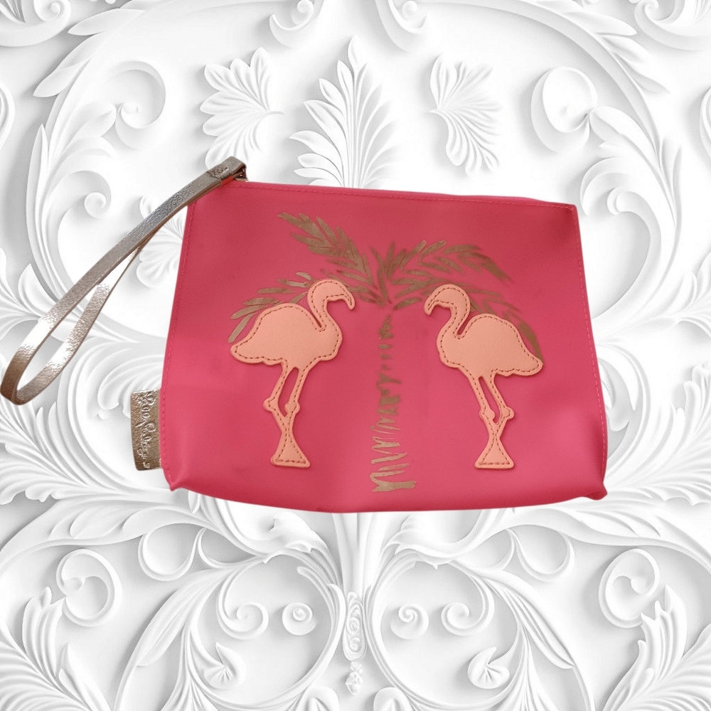 Silicone Gold Palm And Flamingo Wristlet LILLY PULITZER